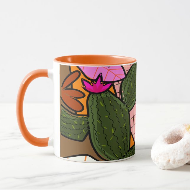 Caneca Folhas e flores tropicais abstratas   (Com Donut)