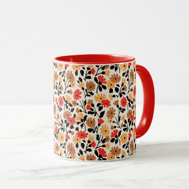 Caneca Folhas finais do padrão floral Art (Frente Esquerda)