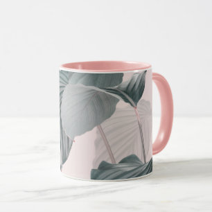 Caneca Folhas Lindas Modernas Rosa