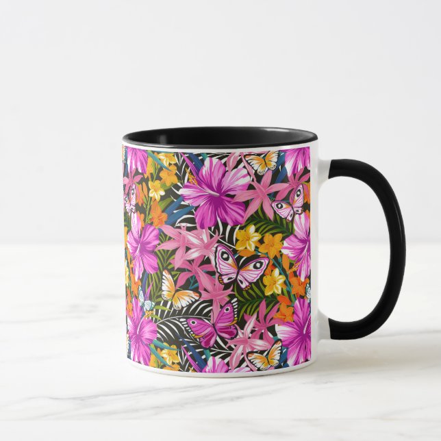 Caneca Folhas tropicais e flores (Direita)