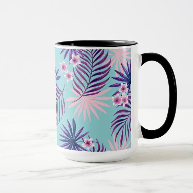 Caneca Folhas tropicais e flores 2 (Direita)