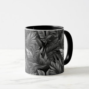 Caneca Folhas tropicais em preto e branco