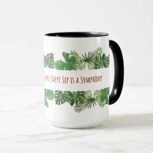 Caneca Folhas Tropicais - Padrão de Folhagem da Selva Ver