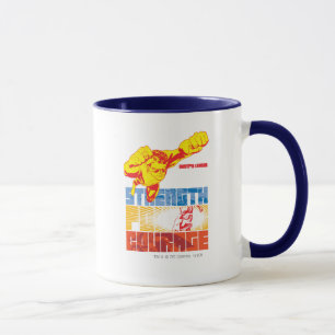 Caneca Força da Liga da Justiça. Poder. Coragem. Caract