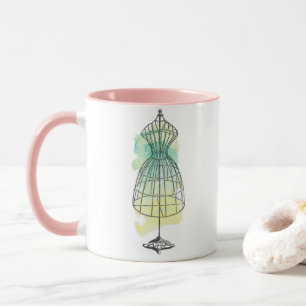 Caneca Forma de Vestido de Aquarela