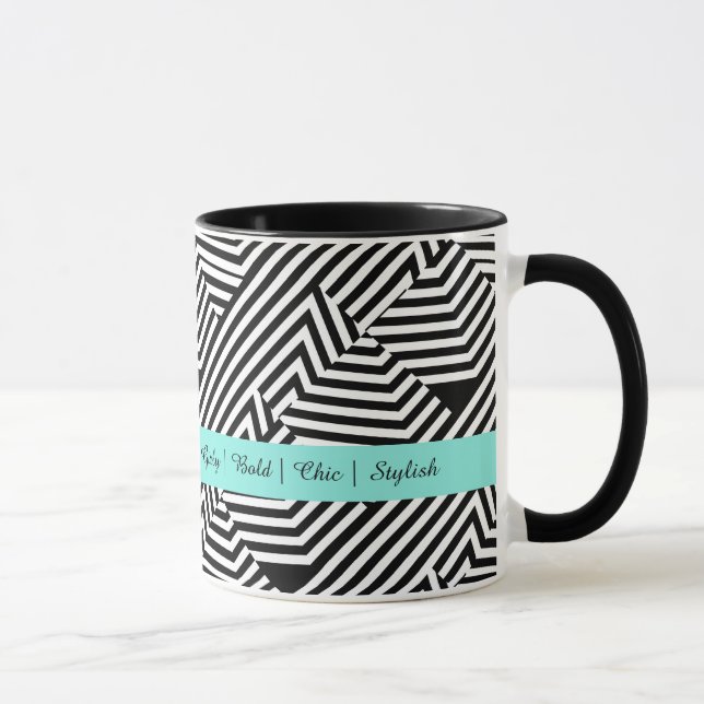 Caneca Forma geométrica preto e branco na moda do Aqua (Direita)