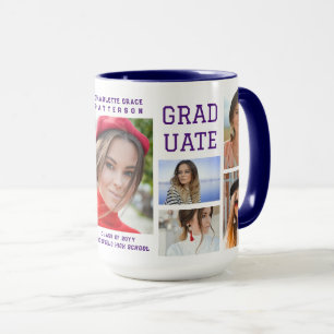 Caneca Formando de Graduação Multifoto de Script Moderno