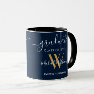 Caneca Formando Moderno 2021 - Nome do Monograma Dourado 