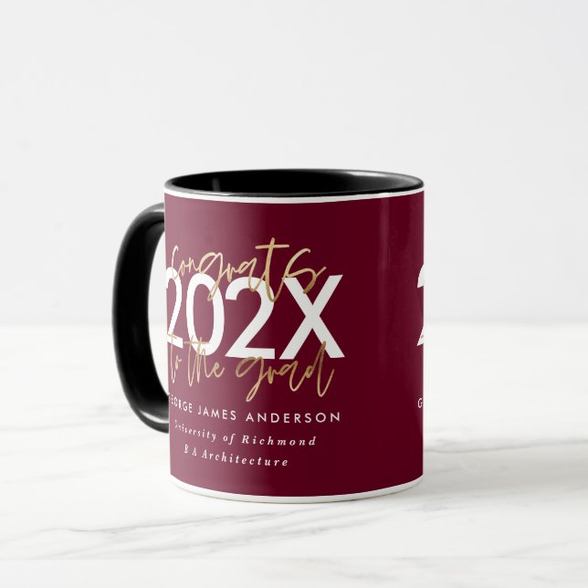 Caneca formando na moda de burgundy e gold (Frente Esquerda)