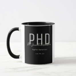 Caneca Formando Preto Nome Grau PhD Mug