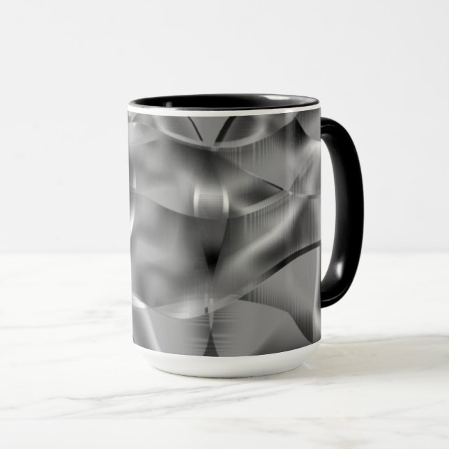 Caneca Formas cinzas curvas, com tons luminosos (Frente Esquerda)