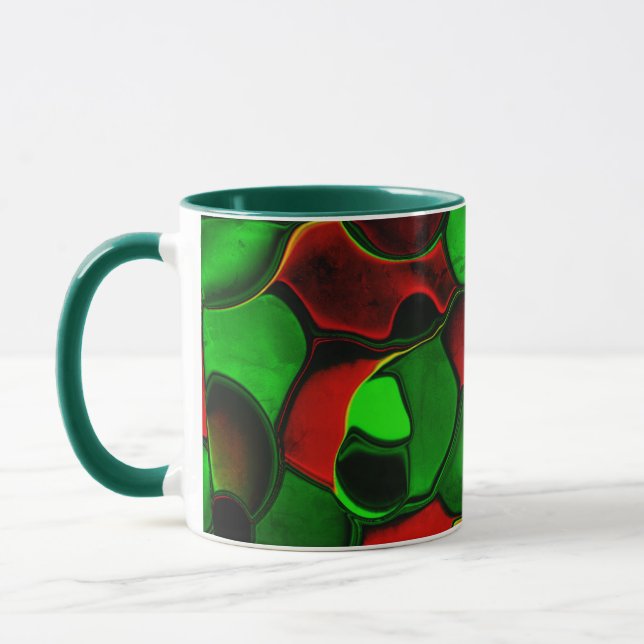 Caneca Formas distorcidas e estranhas, cores vermelha e v (Esquerda)