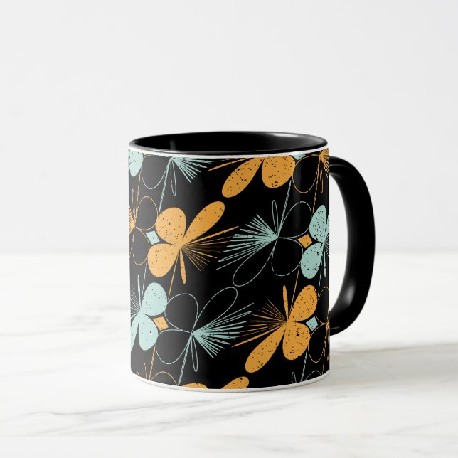 Caneca Formas flóricas, padrão sem soldadura (Frente Esquerda)