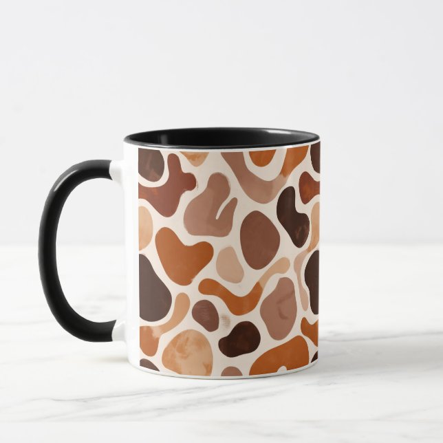 Caneca Formas Fluidas Terrosas – Estilo Abstrato M (Esquerda)
