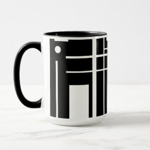 Caneca Formas Geométricas Brancas Na Mug De Café Preto