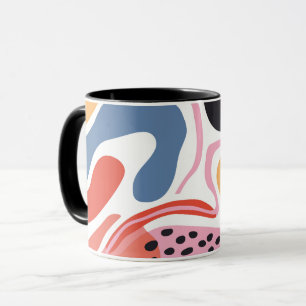 Caneca Formas Orgânicas Abstratas Coloridas Padrão Modern