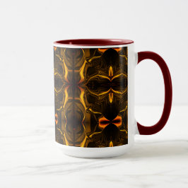 Caneca Formas, 'Traços dourados flutuam' sobre fundo escu