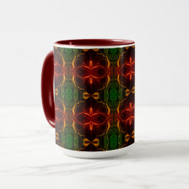 Caneca Formas, "traços vermelhos flutu am", em fundo