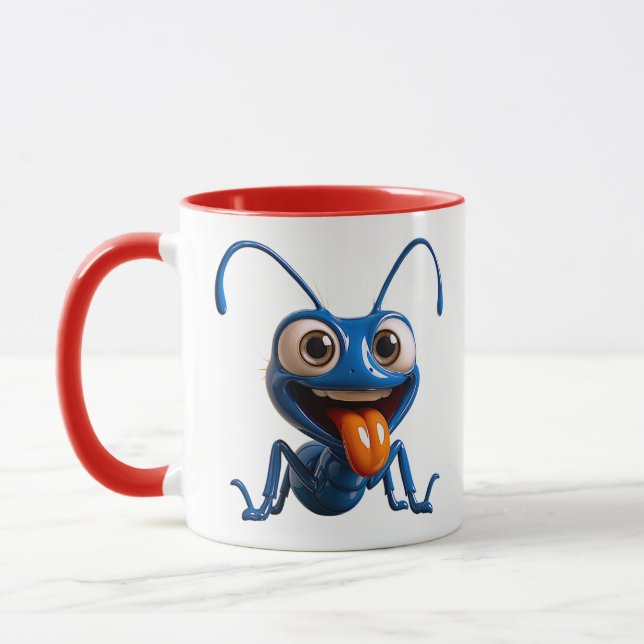 Caneca Formiga Azul Engraçada  (Esquerda)