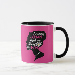 Caneca Forte mulher mãe dia de as mães cor-de-rosa cita