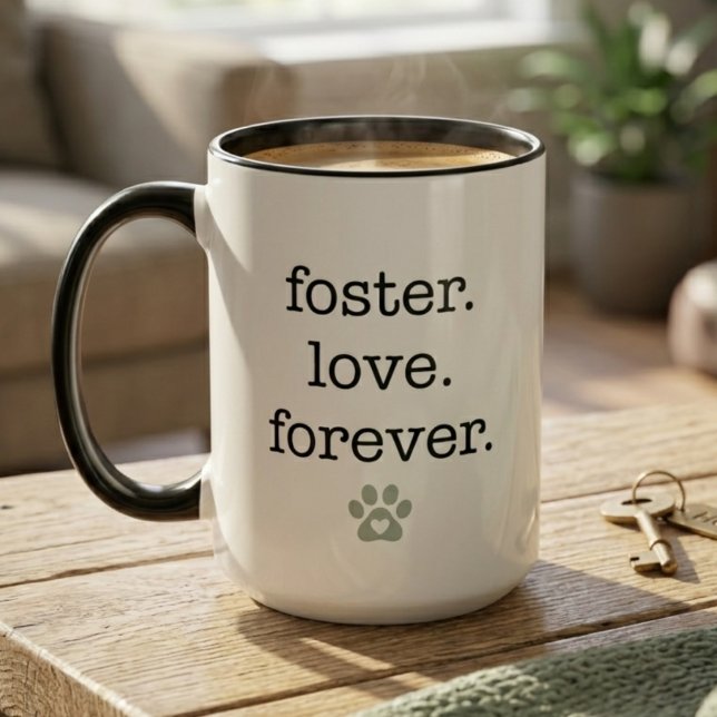 Caneca Foster Love Forever Animal Rescue Adoption Gift (Animal rescue adoption gift mug)