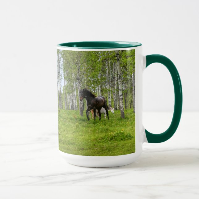 Caneca Foto 4 de Cavalo Percheron preto em execução (Direita)