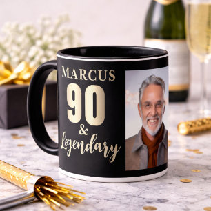 Caneca Foto 90 & Lendário Dourado Aniversário de 90 anos