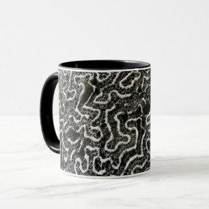 Caneca Foto abstrata da natureza Coral Preto e Branco II