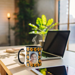 Caneca Foto amarela girassol preto