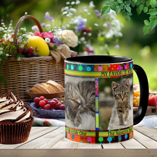 Caneca Foto Colorida da Mãe Gata Engraçada 