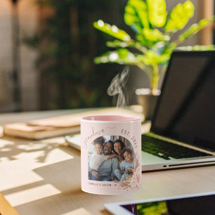 Caneca Foto da avó pampas rosa