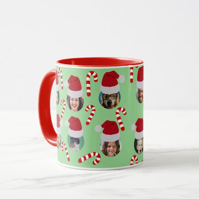 Caneca Foto da Família Engraçada de Natal Personalizada F (Frente Esquerda)
