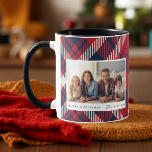 Caneca Foto da família personalizada de Natal feliz da Xa