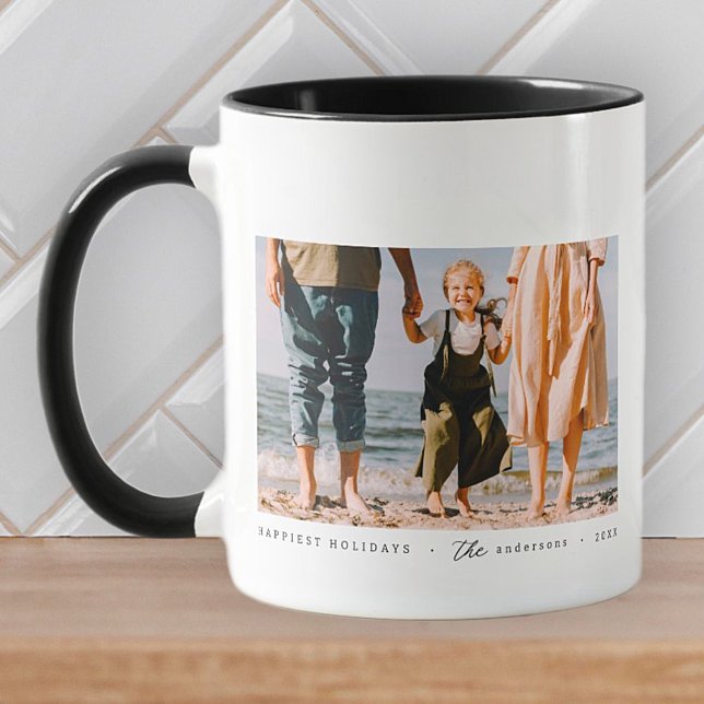 Caneca Foto da família personalizada simples e minimalist (Criador carregado)