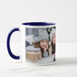 Caneca Foto da família Tis the Season Blue Gift Coffee