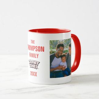 Caneca Foto da família Wreath de Natal do grupo LOONEY TU