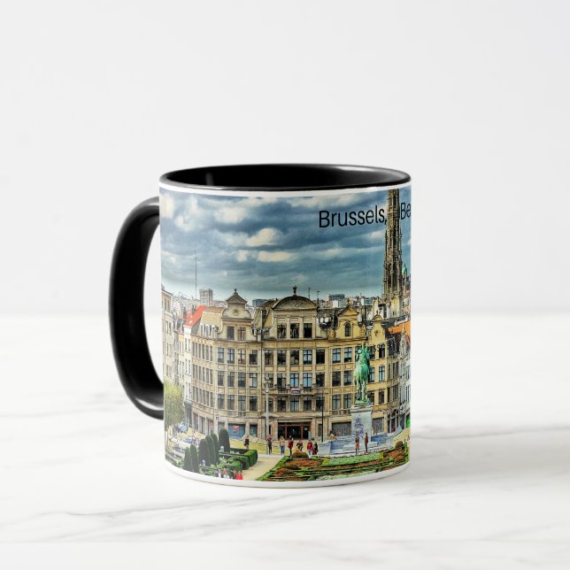 Caneca Foto da paisagem urbana da Bélgica (Frente Esquerda)