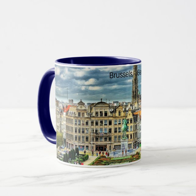 Caneca Foto da paisagem urbana da Bélgica (Frente Esquerda)
