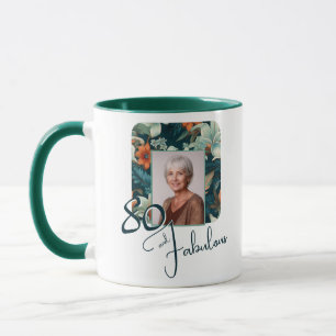 Caneca Foto de Aniversário de 80 anos e Fabuloso com Padr