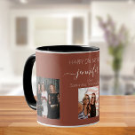 Caneca Foto de aniversário melhores amigos nomes terra-ma<br><div class="desc">Um presente de amigos para a aniversário de 21 anos de uma mulher, celebrando sua vida com 3 fotos suas, de seus amigos, família, interesses ou animais de estimação. Personalize e adicione seu nome, 21 anos e seus nomes. Um fundo cor de terra castanha. O nome dela é escrito com...</div>