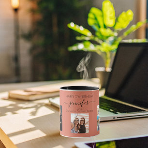 Caneca Foto de aniversário melhores amigos nomes terracot