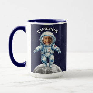 Caneca Foto de Astronauta Espaço Exterior Lua Crianças