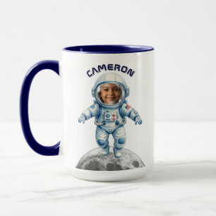 Caneca Foto de Astronauta Espaço Exterior Lua Crianças