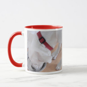 Caneca Foto de Bebendo Cachorro Branco-Cachorro Vermelho
