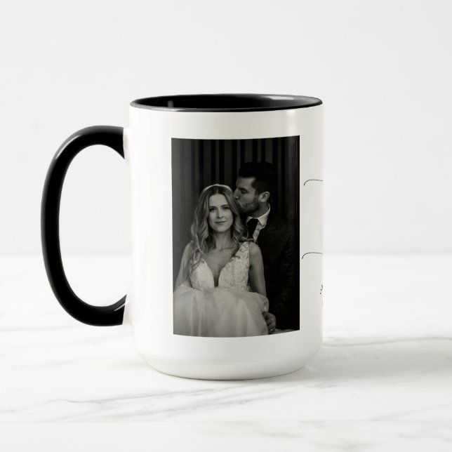 Caneca foto de casal personalizada com texto mr e mrs (Esquerda)