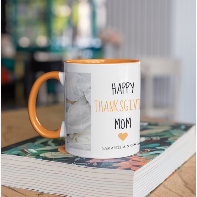 Caneca Foto de Colagem Moderna Feliz Ação de Graças Mãe (Criador carregado)