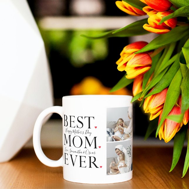 Caneca Foto de Colagem Moderna Melhor Feliz dia de as mãe (Criador carregado)