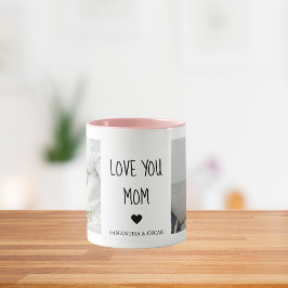 Caneca Foto de Colagem Moderna Te Ama Mãe Melhor Presente