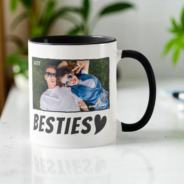 Caneca Foto de Melhor Amiga Moderninha e Simples Melhor A (Criador carregado)
