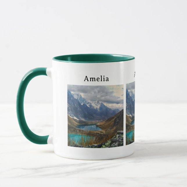 Caneca Foto de Montanhas Alpinas Cênicas (Esquerda)